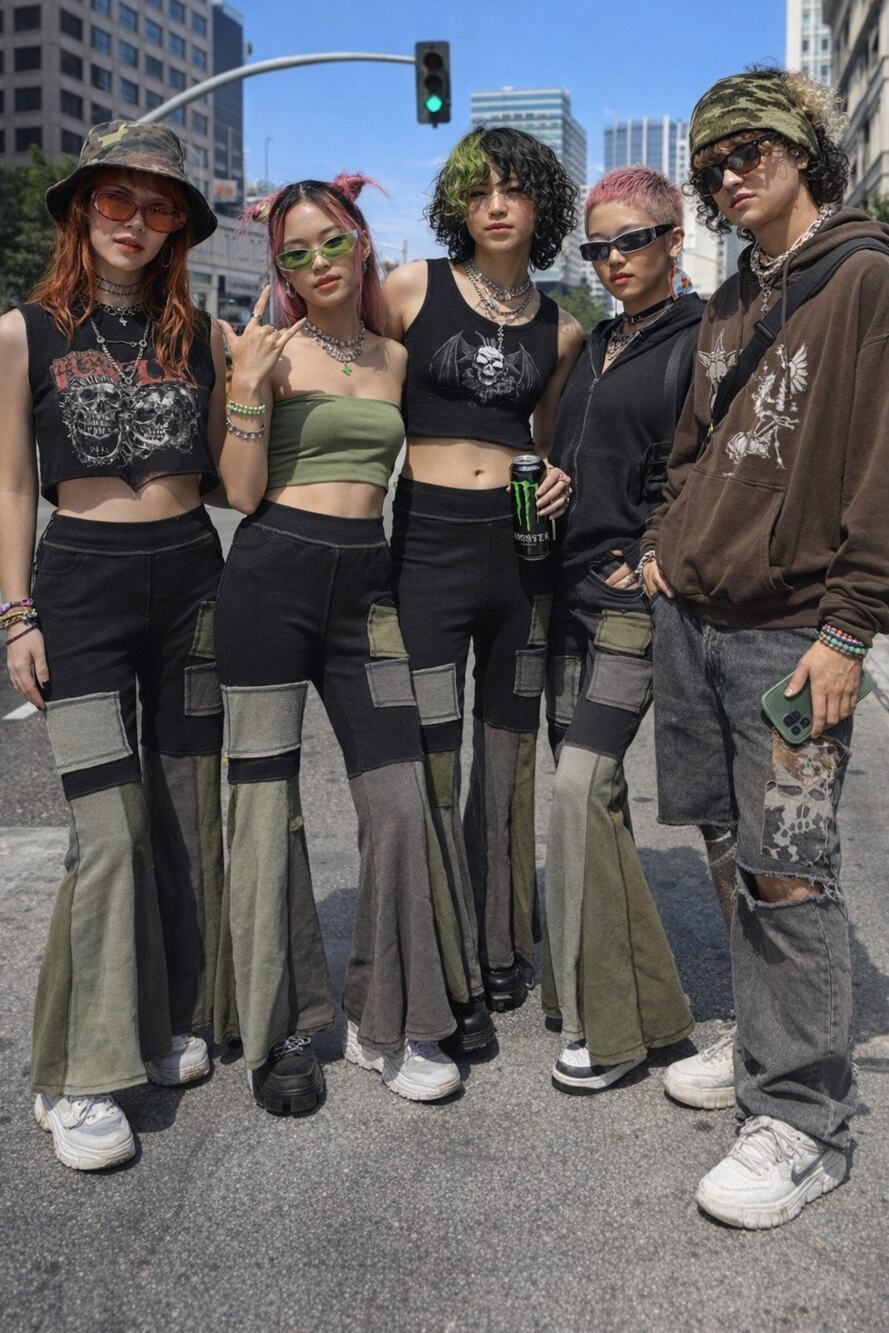 Dolls kill Darker Waves Patchwork Pants Raver goth punk grunge XL Waffle Stretch